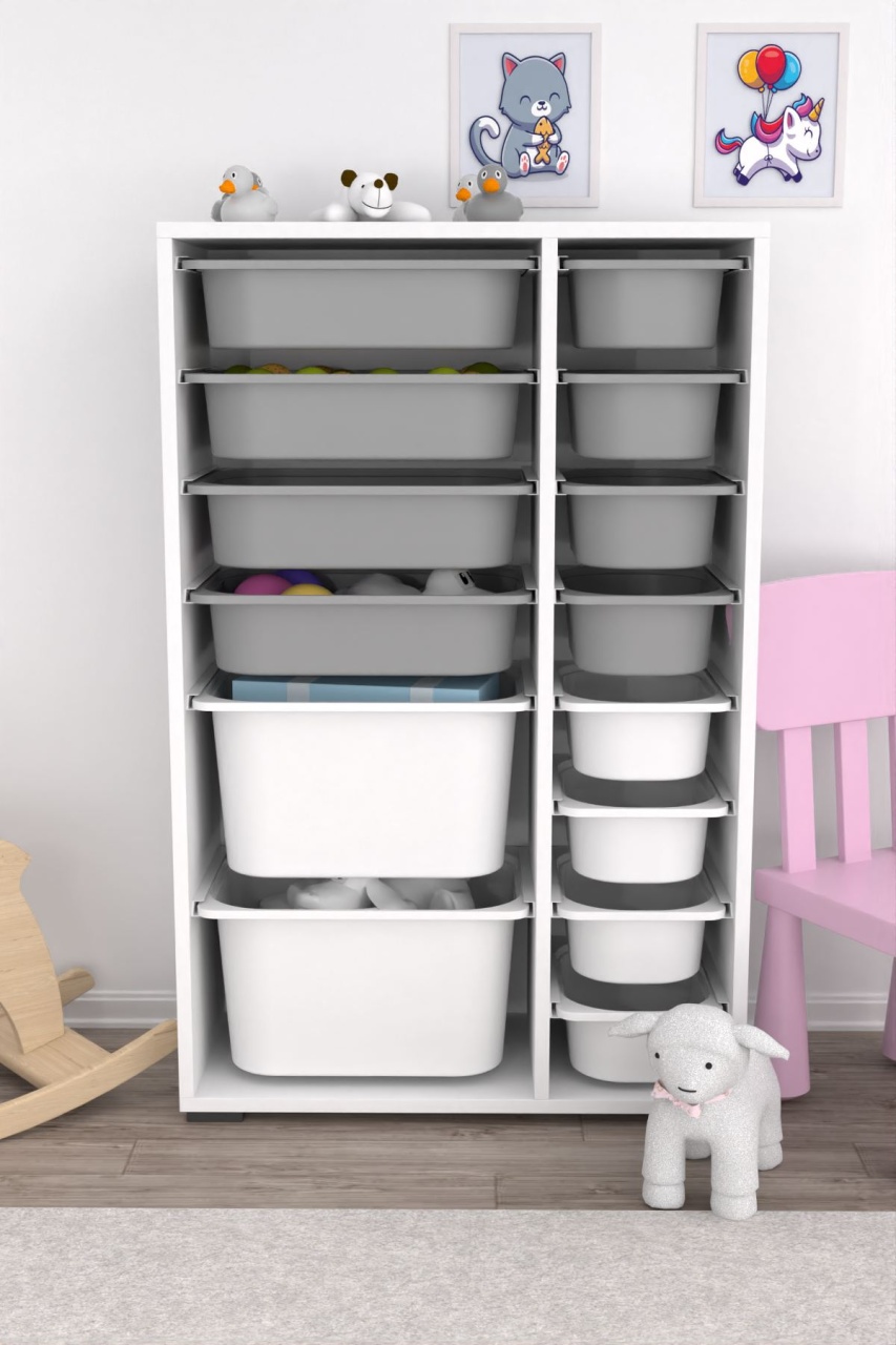 Dulap multifunctional, Stone storm, UnicUtil, Culoarea Alb Gri - 1 | YEO