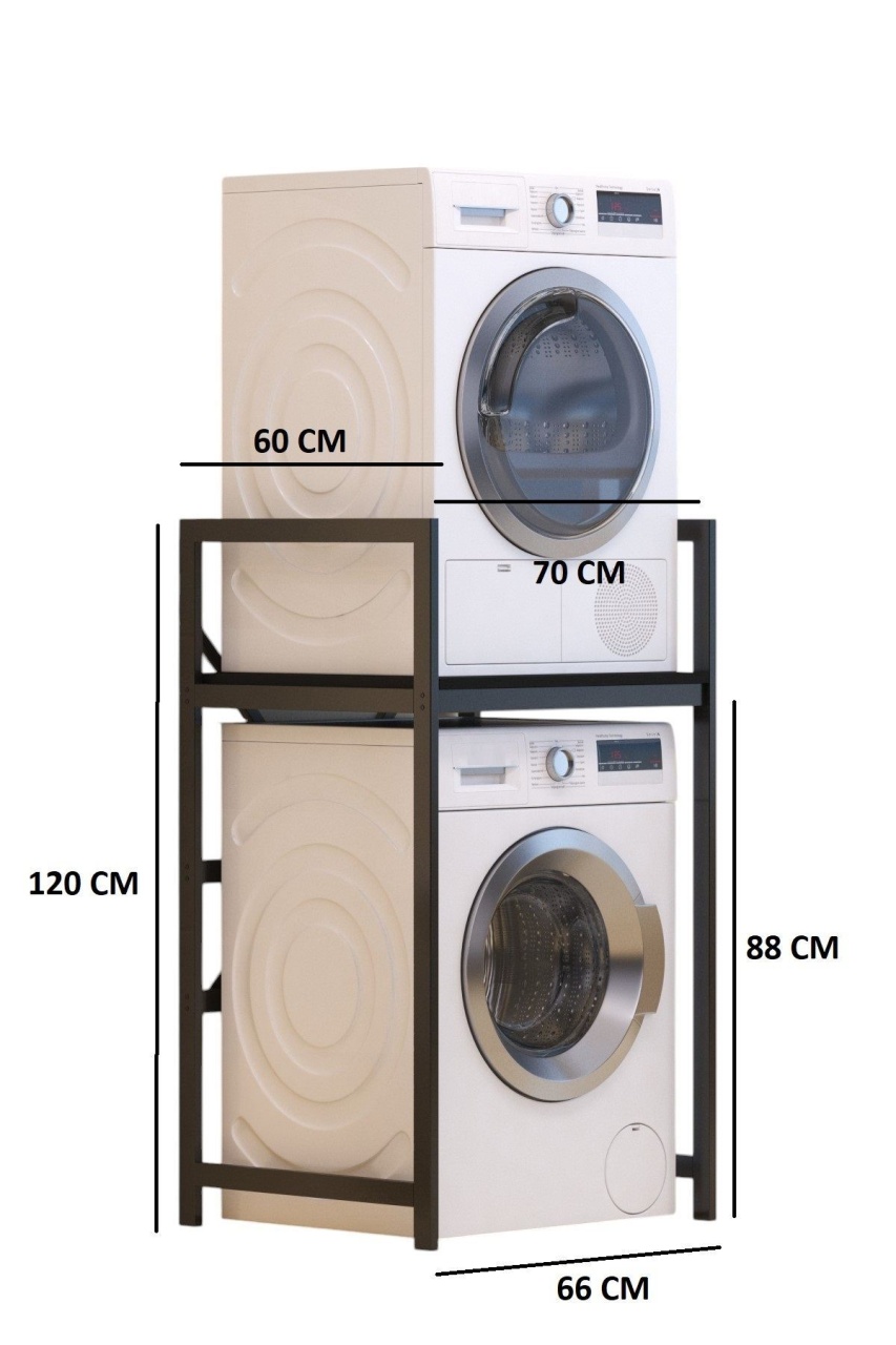 Dulap pentru mașina de spălat, C7 Black, UnicUtil, Negru, Lățime: 70 cm, Înălțime: 116 cm, Adâncime: 60 cm - view 2