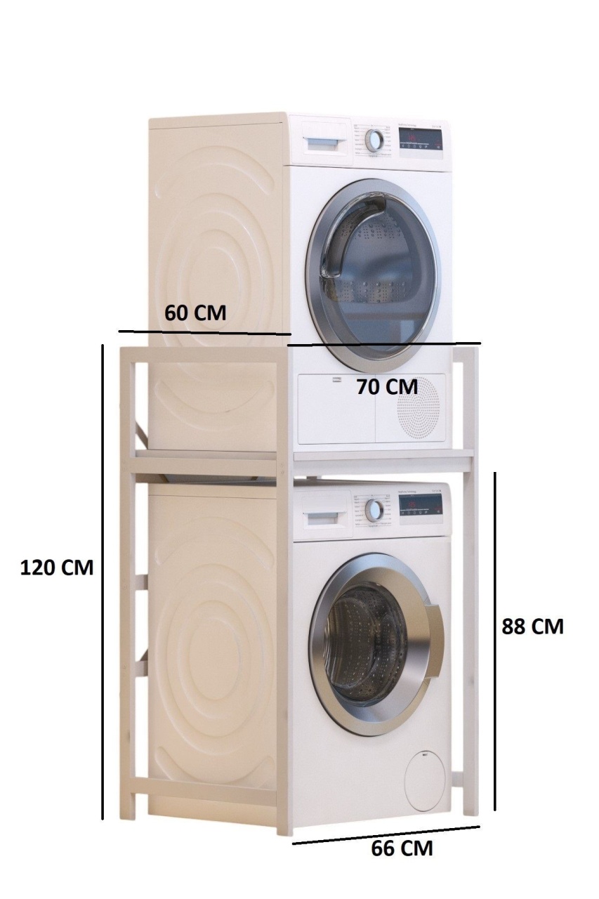 Dulap pentru mașina de spălat, C7 White, UnicUtil, Alb, Lățime: 70 cm, Înălțime: 116 cm, Adâncime: 60 cm - imagine 3