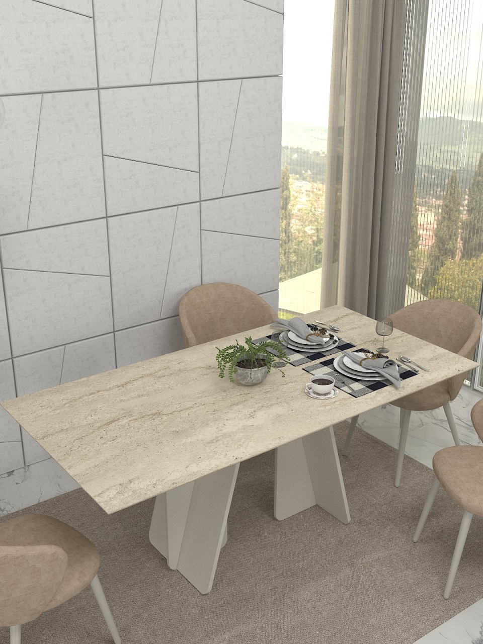 Masa dining, Premium Style, UnicUtil, Crem-Negru - imagine 5