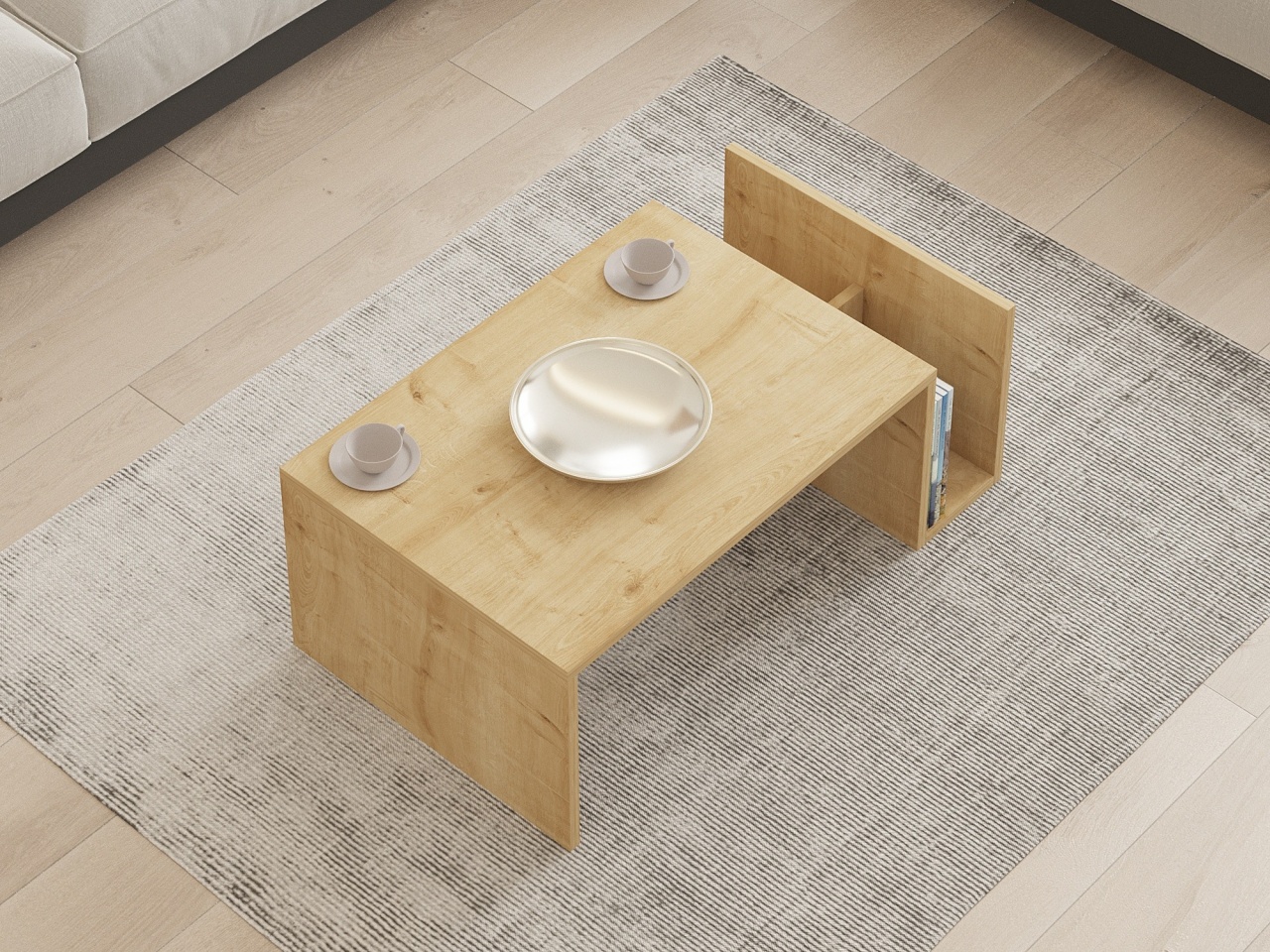 Măsuţă de cafea, Memo Sapphire, UnicUtil, Stejar Safir, Lățime: 86,8 cm, Înălțime: 32,4 cm, Adâncime: 50 cm - view 3
