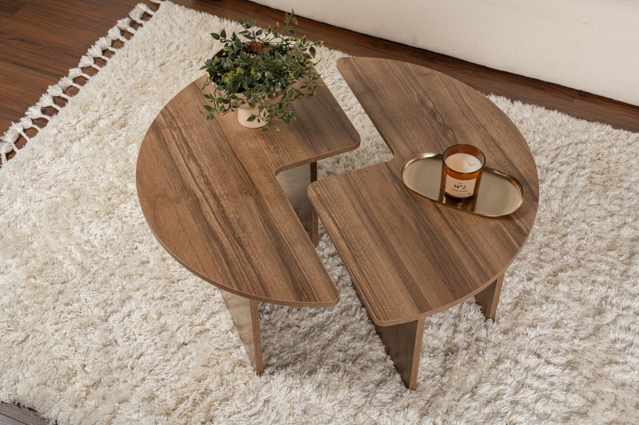 Măsuţă de cafea, Moira Walnut, UnicUtil, Nuc, Lățime: 90 cm, Înălțime: 41 cm, PAL 100% MELAMINAT - view 6