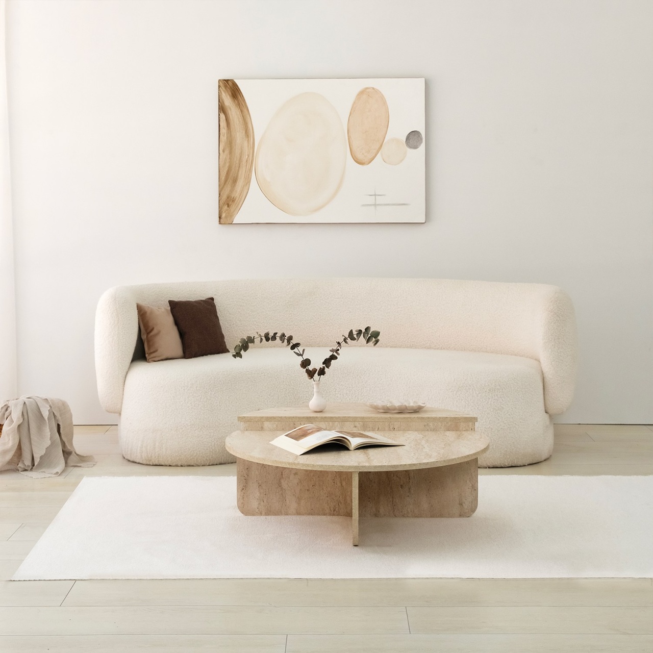Măsuţă de cafea, Podium Design, UnicUtil, Travertin, Diametru: 90 cm, Înălțime: 35 cm - view 8