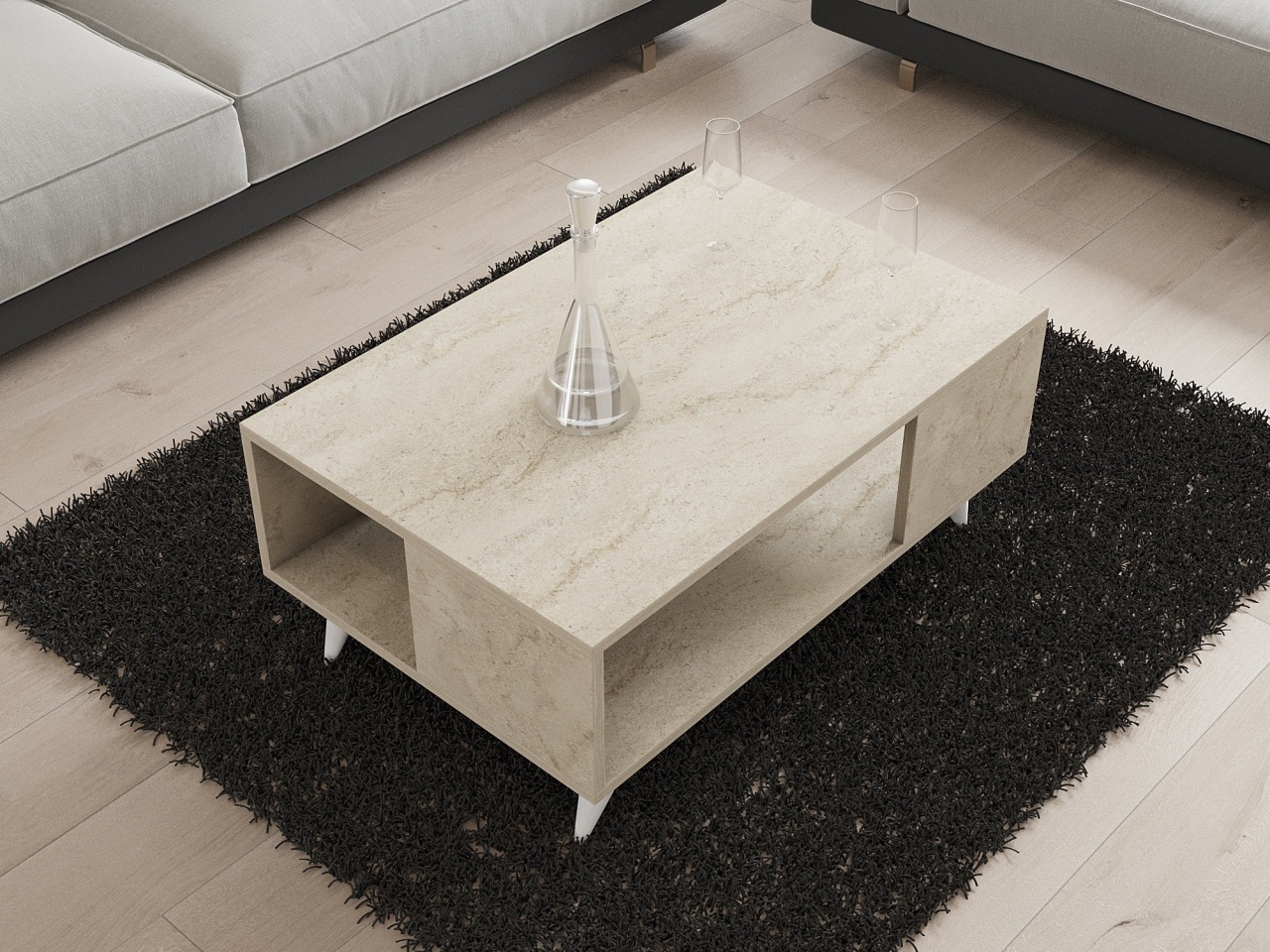 Măsuţă de cafea, Yuka Travertine, UnicUtil, Travertin, Lățime: 90 cm, Înălțime: 39,5 cm, Adâncime: 60 cm, 835PUQ6354 - view 5
