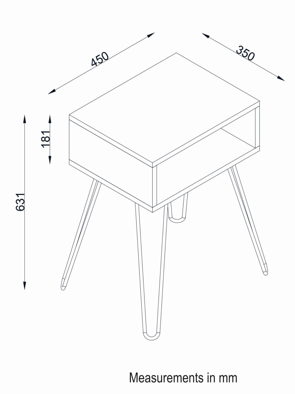 Noptiera/Masuta Laterala Modera UnicUtil, 63 x 45 x 35 cm, Alb - 3 | YEO