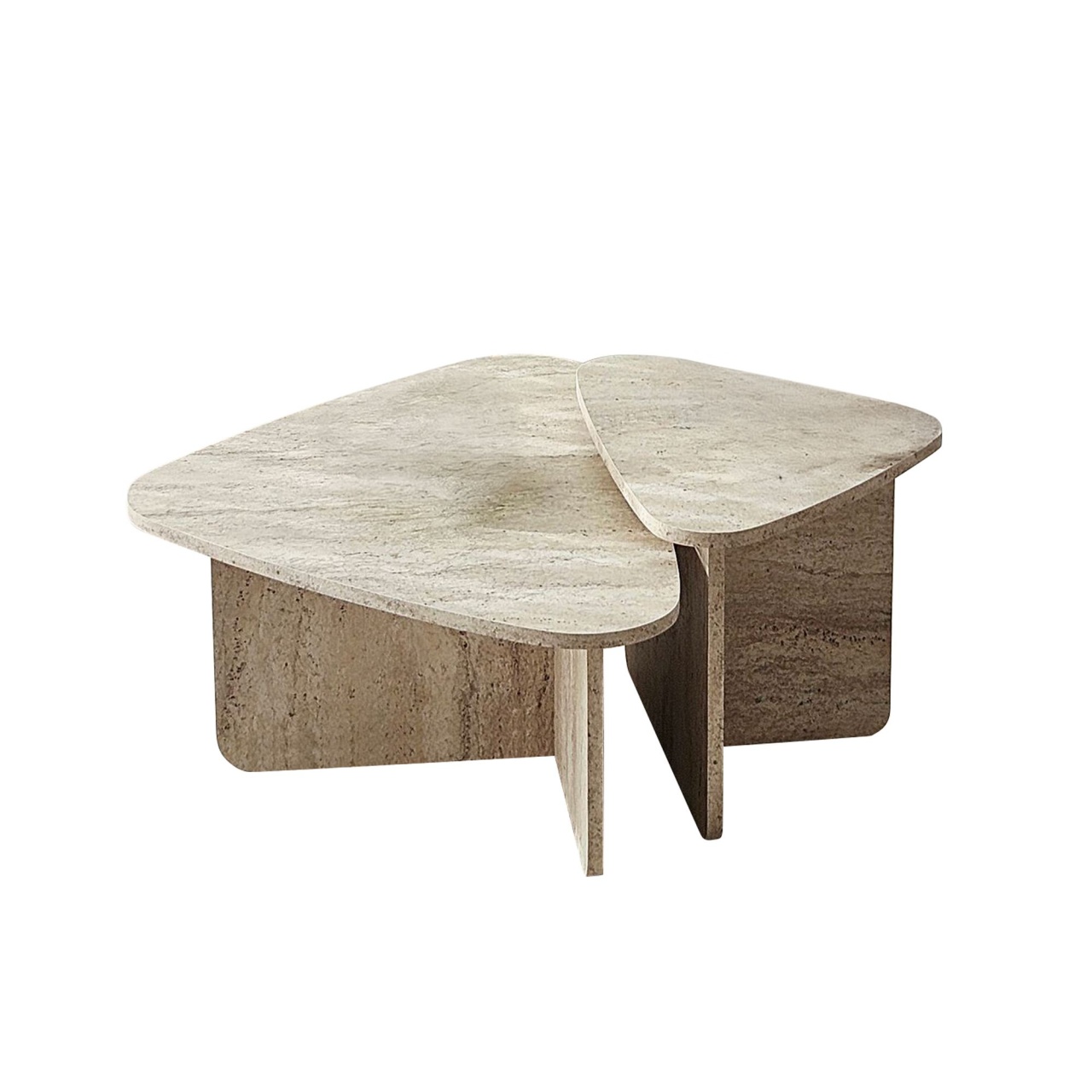 Set de măsuțe de cafea, Ballare Set, UnicUtil, Travertin, Lățime: 90 cm, Înălțime: 35 cm, Adâncime: 60 cm - view 5