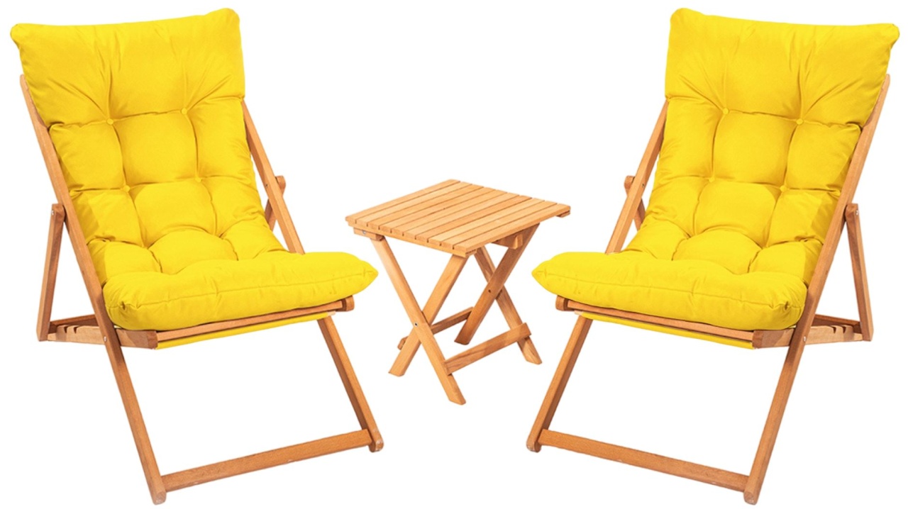 Set Gradina - Masa si Scaune (3 Bucati), Group mist, UnicUtil, Culoarea Galben Natural - 1 | YEO