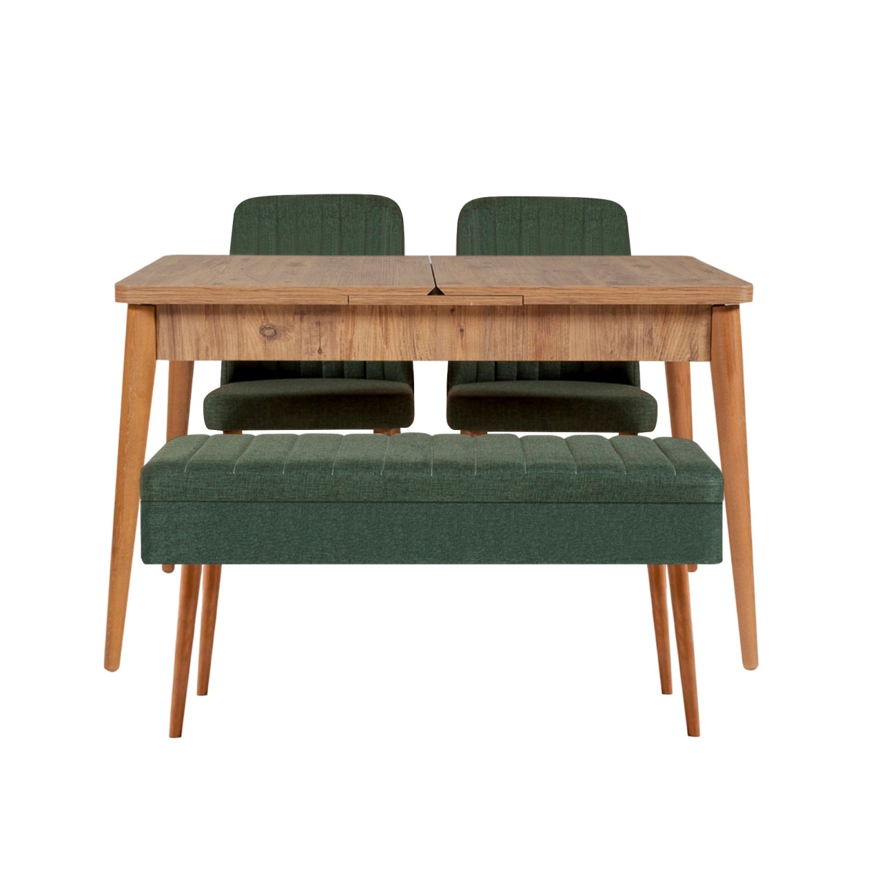 Set masă extensibilă și scaune (4 piese), Vina 1070, UnicUtil, Pin Atlantic-Verde, Lățime: 129 cm, Înălțime: 75 cm, Adâncime: 80 cm - view 4