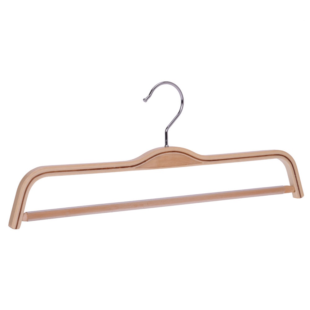 Umeraș din lemn cu bara pentru pantaloni, Natur, 1 bucata - imagine 4