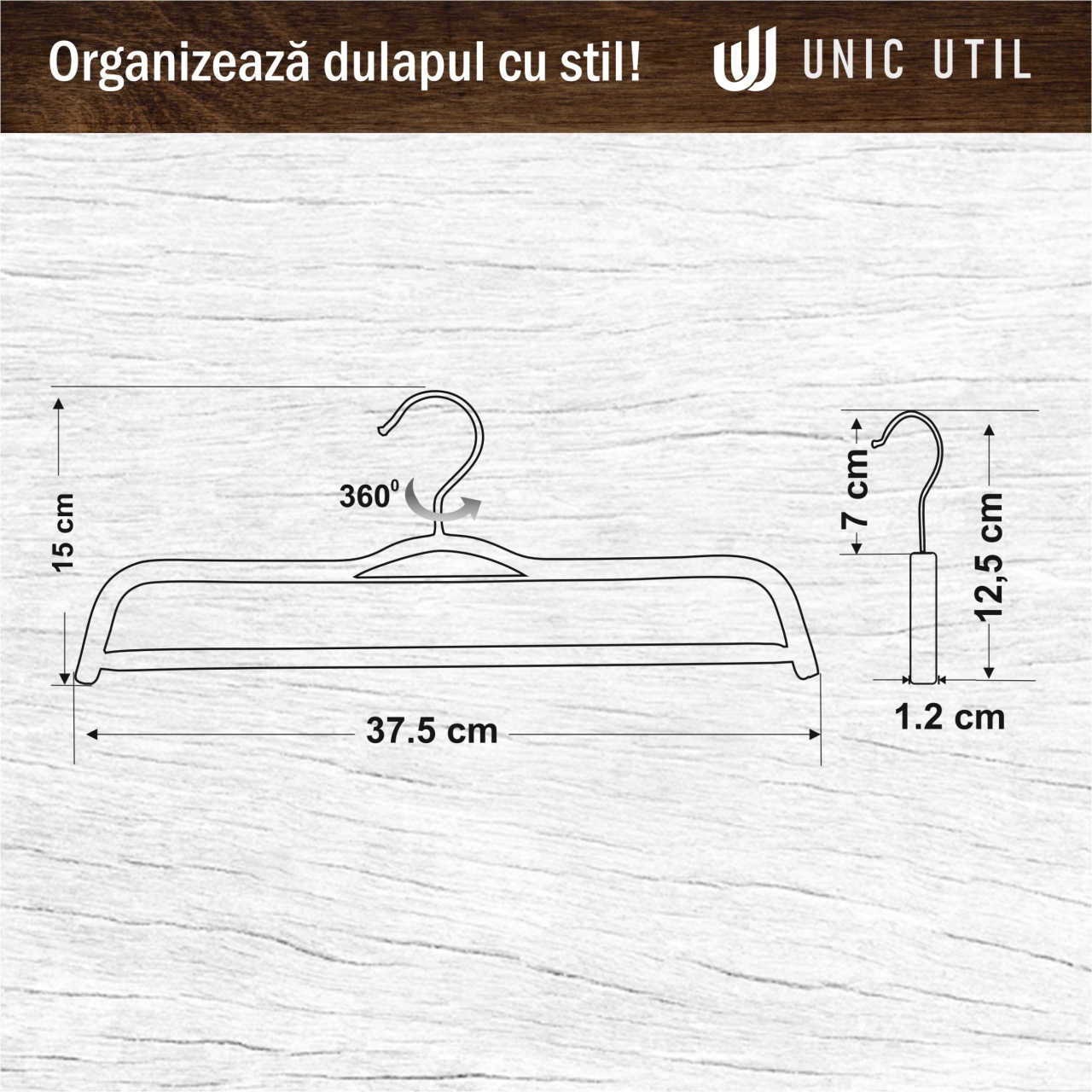 Umeraș din lemn cu bara pentru pantaloni, Natur, 1 bucata - imagine 7