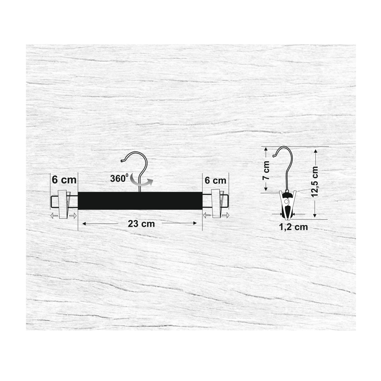 Umeraș din Lemn cu clipsuri metalice, pentru pantaloni/fuste, Alb, 1 bucata - imagine 6