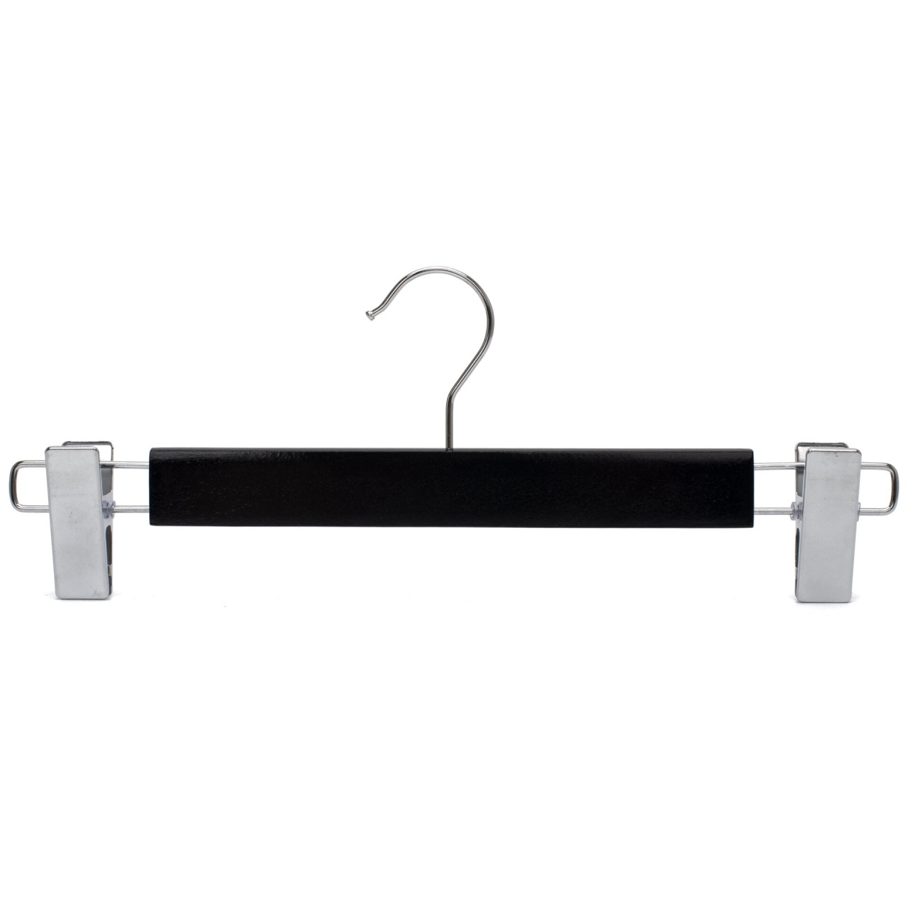 Umeraș din lemn cu clipsuri metalice, pentru pantaloni, Negru, 1 bucata - imagine 4