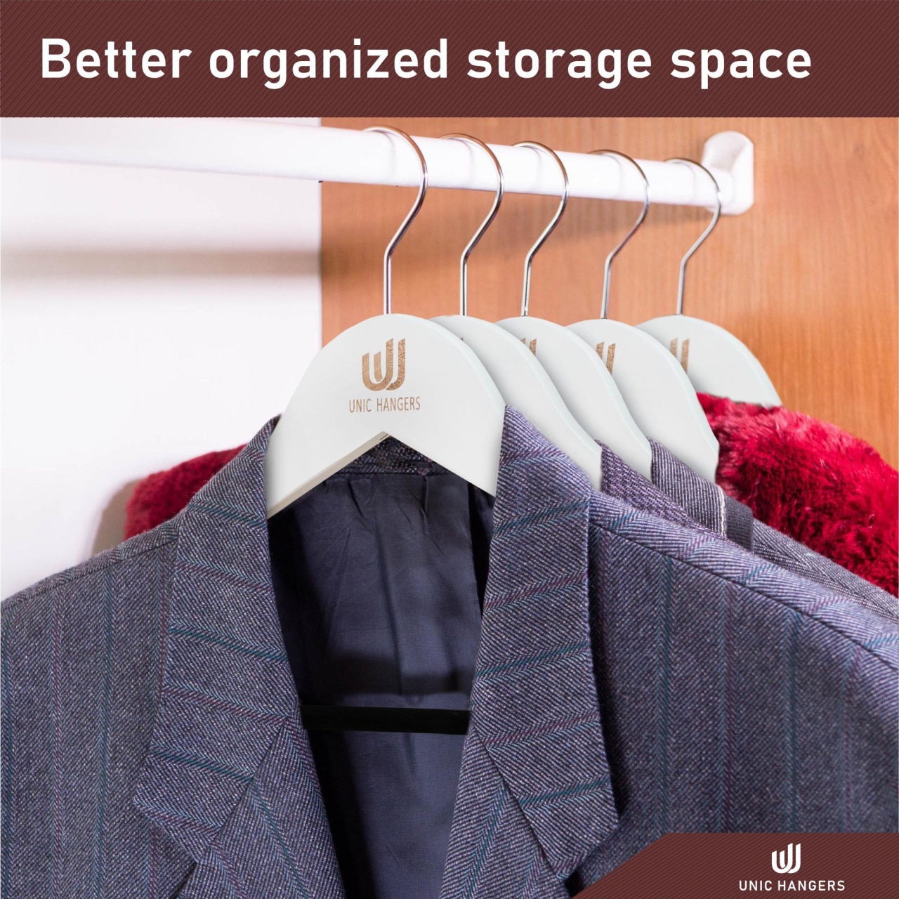 Umeraș din lemn cu margini de catifea, Alb-Negru, 1 bucata - imagine 7