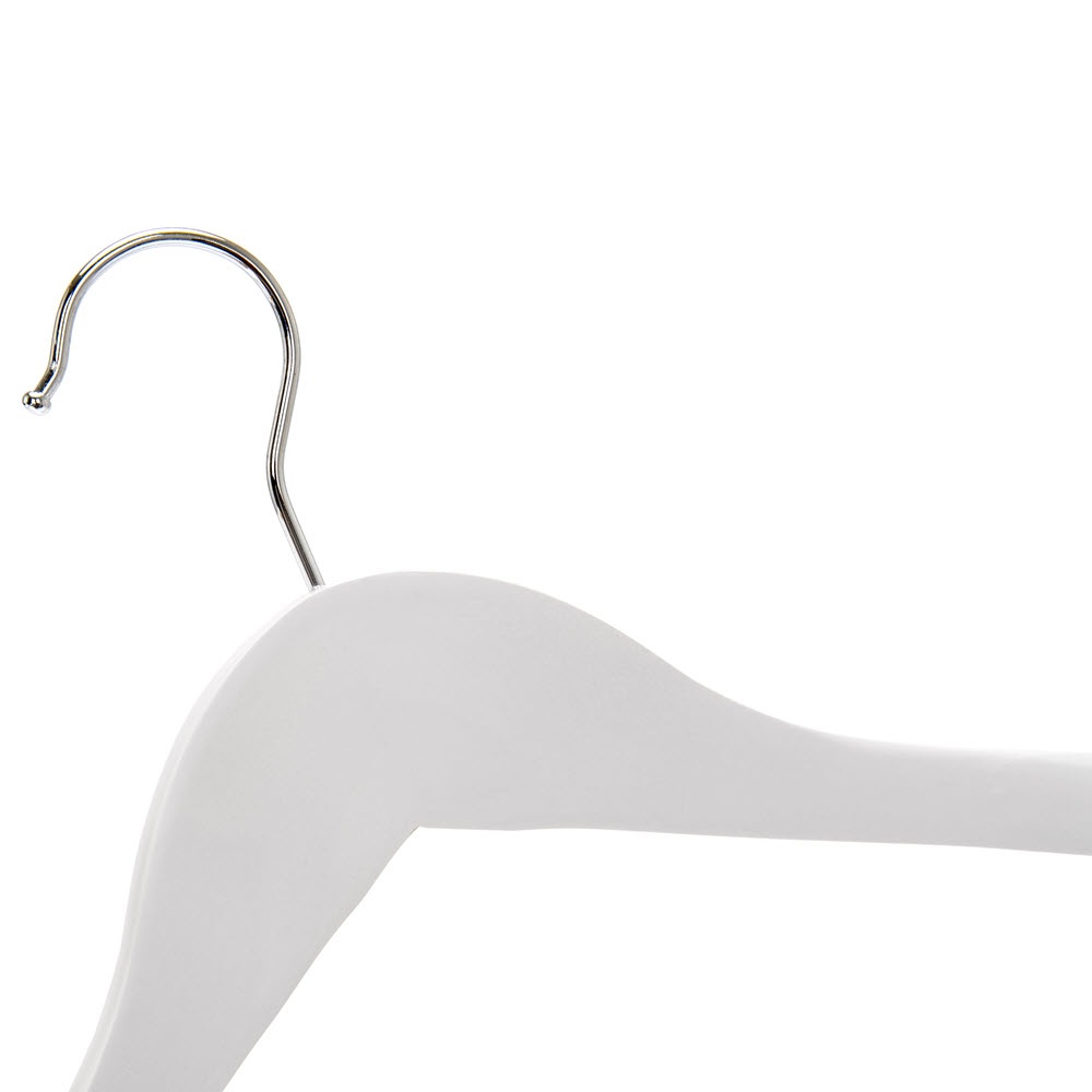 Umeraș din Lemn cu umeri lați și design modern, pentru Costum/Tricouri, Alb, 1 bucata - imagine 3