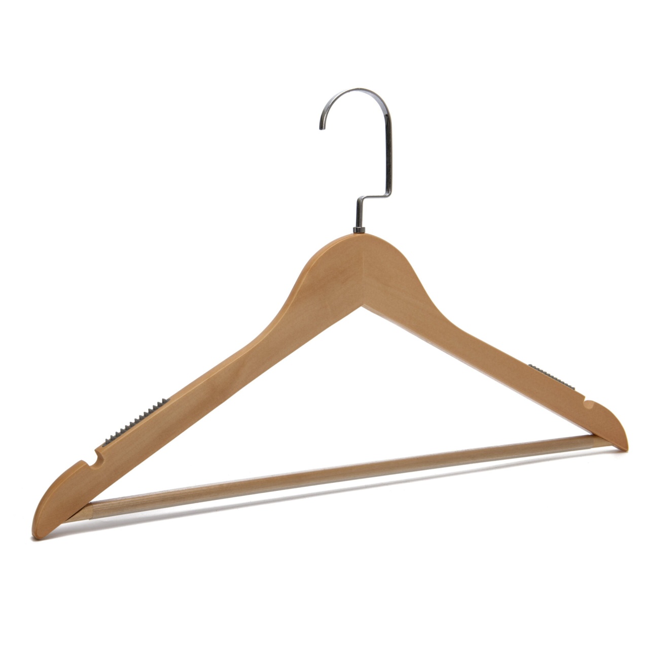 Umeraș din lemn natur cu striații antialunecare si bară pentru pantaloni, Natur, 1 bucata - imagine 5