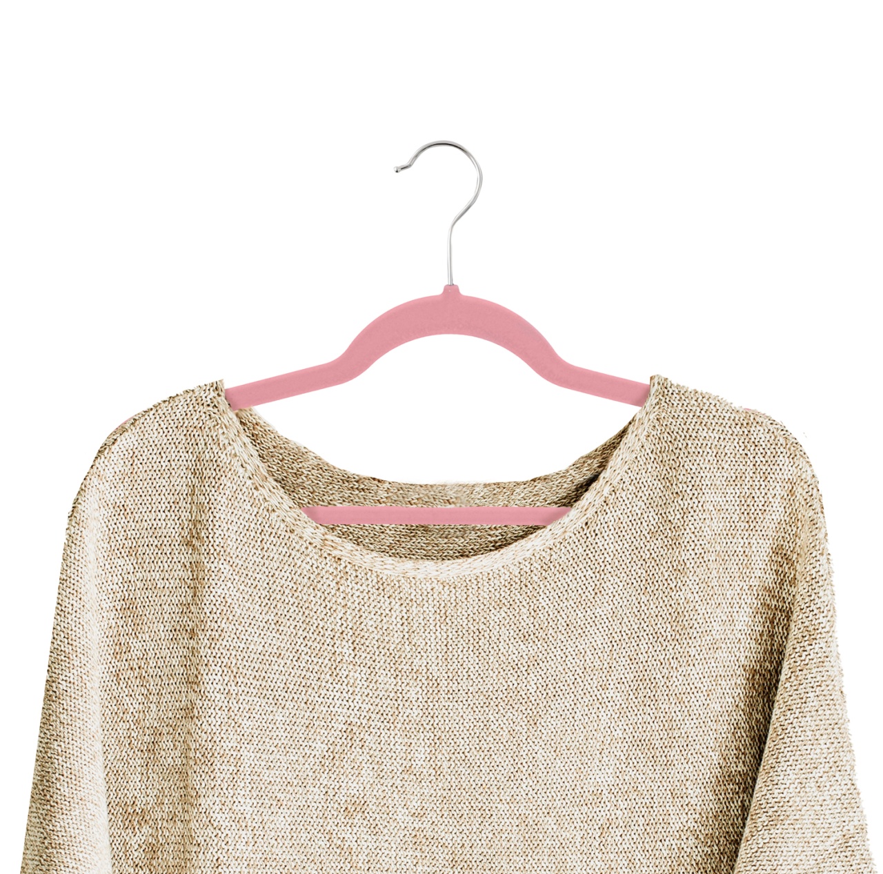 Umeraș din plastic dur acoperit cu catifea anti-alunecare, Roz, 1 bucata - imagine 5