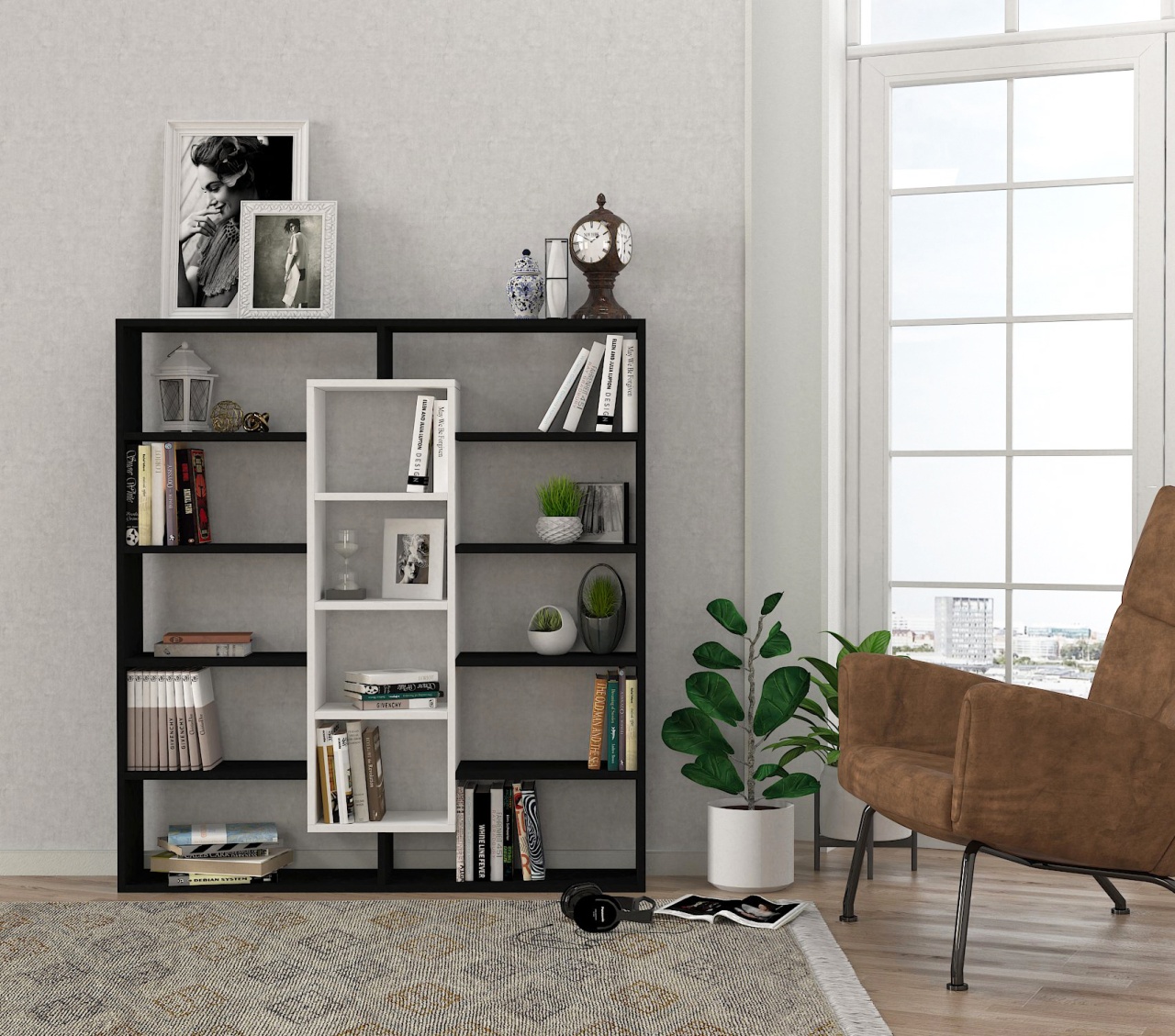Biblioteca, Strong Frame, UnicUtil, Negru-Alb, UUBIB50