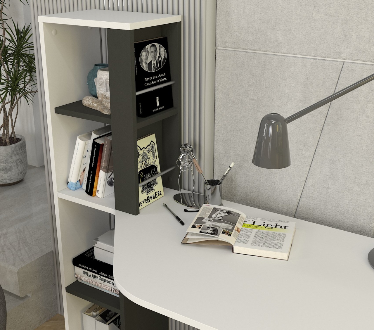 Birou, Classic Vision, UnicUtil, Alb-Gri - imagine 4