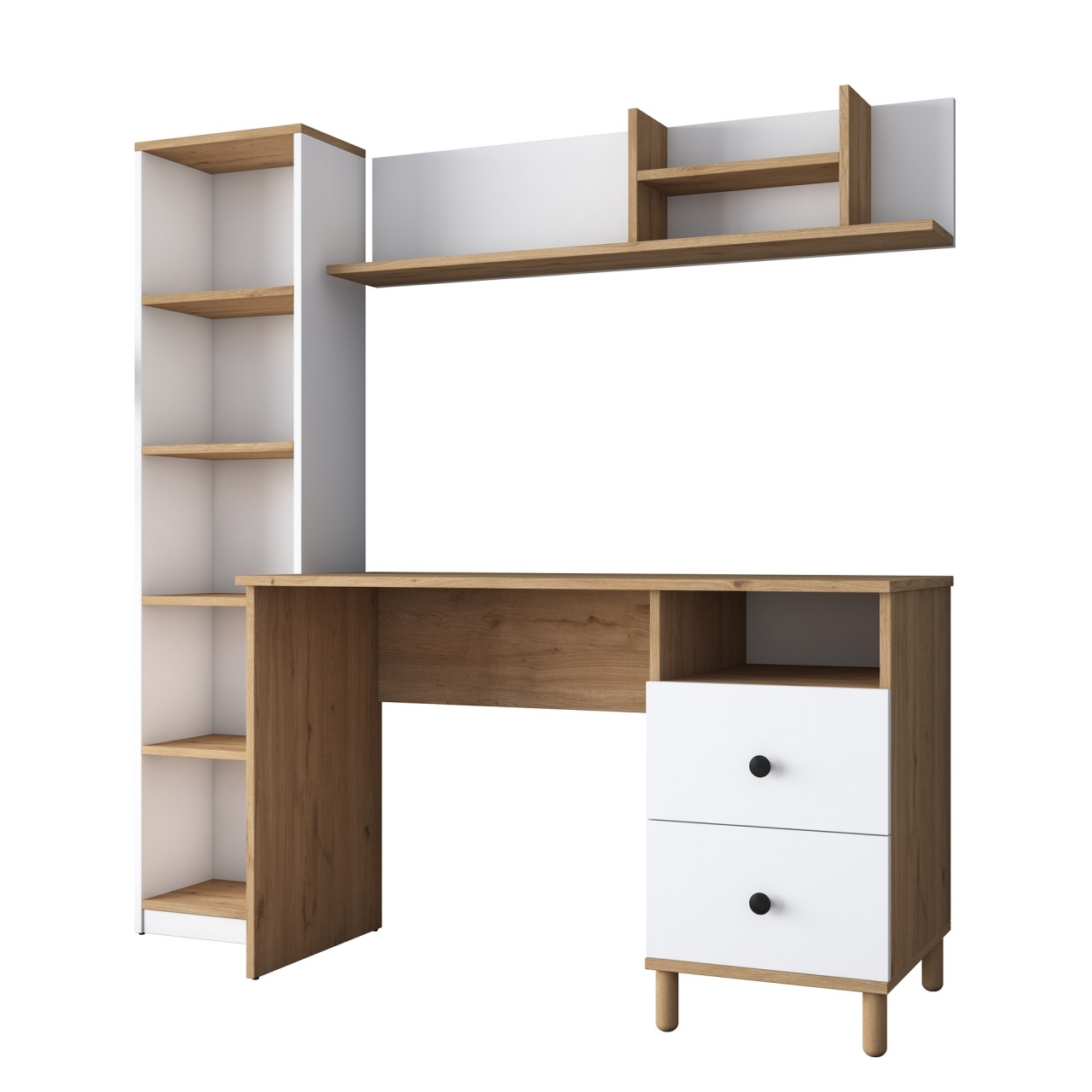 Birou de studiu, Ha115 2642, UnicUtil, Nuc-Alb, Lățime: 120 cm, Înălțime: 161,8 cm, Adâncime: 50 cm - view 7
