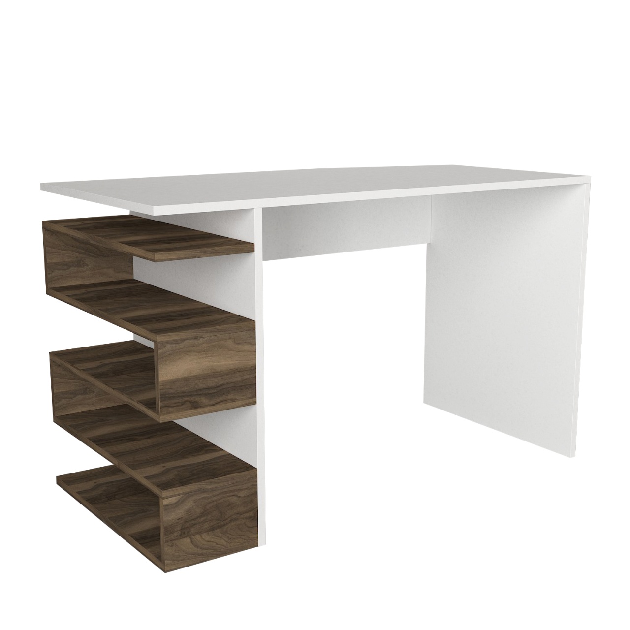Birou, Modern BrownSpace, UnicUtil, 120 x 60 x 75 cm, Alb si Maro - imagine 5