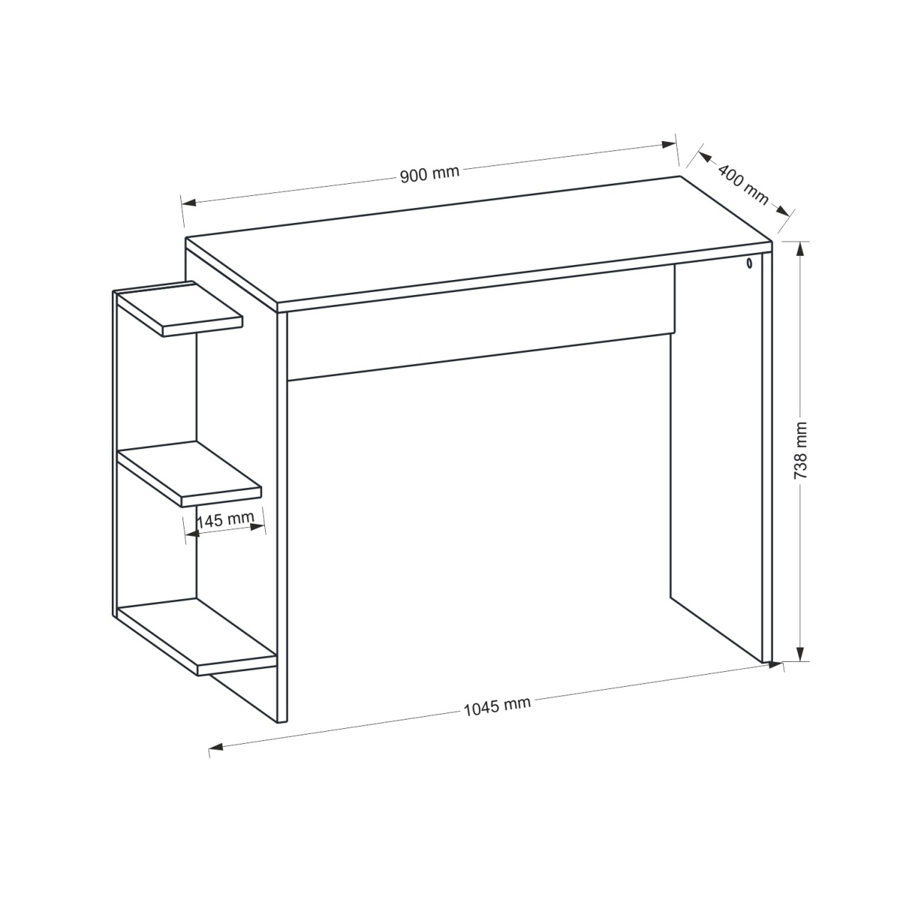 Birou, Pure WhiteSpace, UnicUtil, 104.5 x 40 x 73.8 cm, Alb - imagine 7