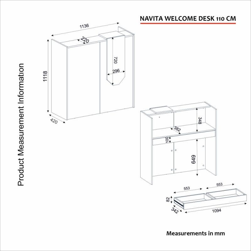 Birou recepție, Navita LED Front Desk, UnicUtil, Alb-Bej - imagine 8