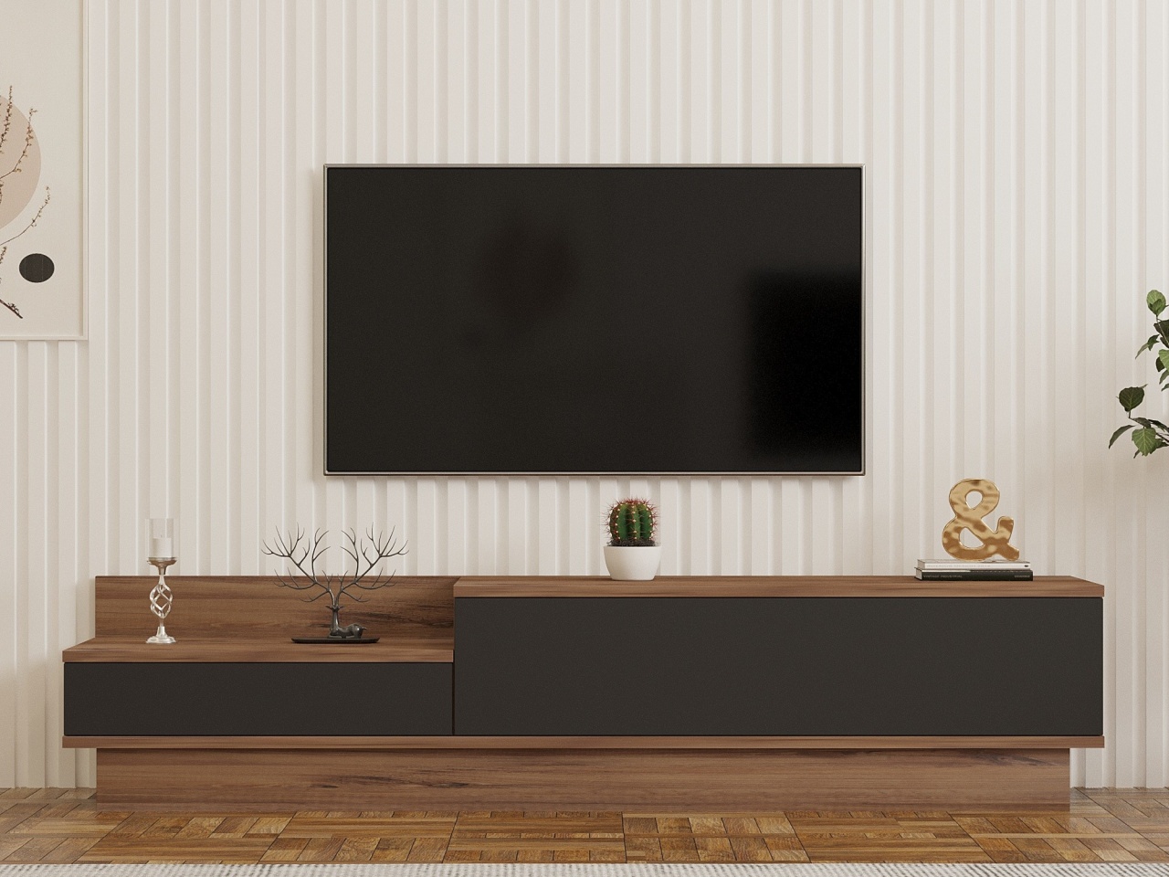 Comoda TV, As R, UnicUtil, Pin Atlantic-Antracit, Lățime: 160 cm, Înălțime: 35 cm, Adâncime: 35 cm - view 2