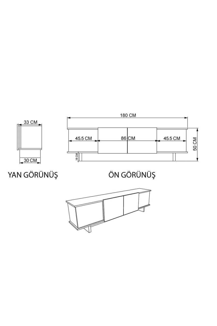 Comoda TV, Diana Anthracite, UnicUtil, Antracit-Nuc, Lățime: 180 cm, Înălțime: 50 cm, Adâncime: 33 cm - imagine 5