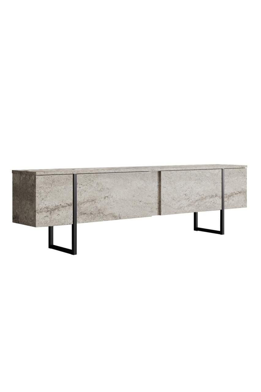 Comoda TV, Luxe Travertine, UnicUtil, Travertin-Negru, Lățime: 180 cm, Înălțime: 50 cm, Adâncime: 30 cm - view 6