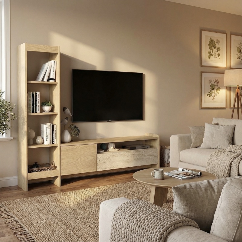 Comodă TV, Norvic Tv Unit, UnicUtil, Crem-Travertin - imagine 8