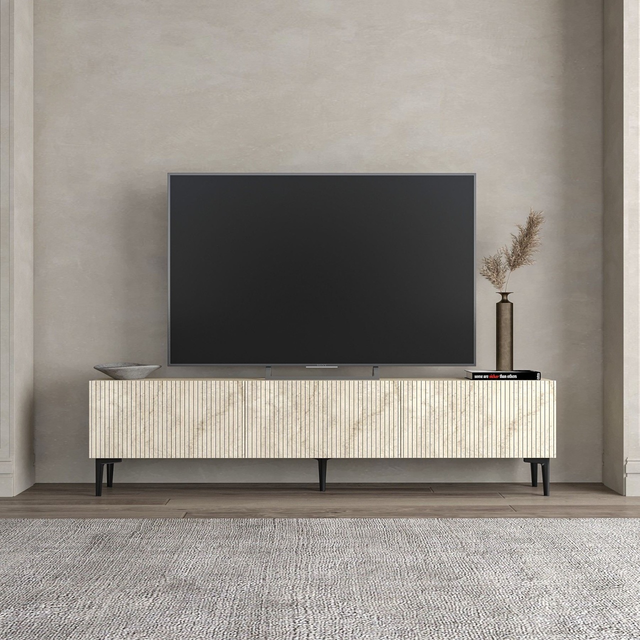 Comoda TV, Oscar Travertine, UnicUtil, Travertin, Lățime: 180 cm, Înălțime: 45 cm, Adâncime: 31,4 cm - view 2