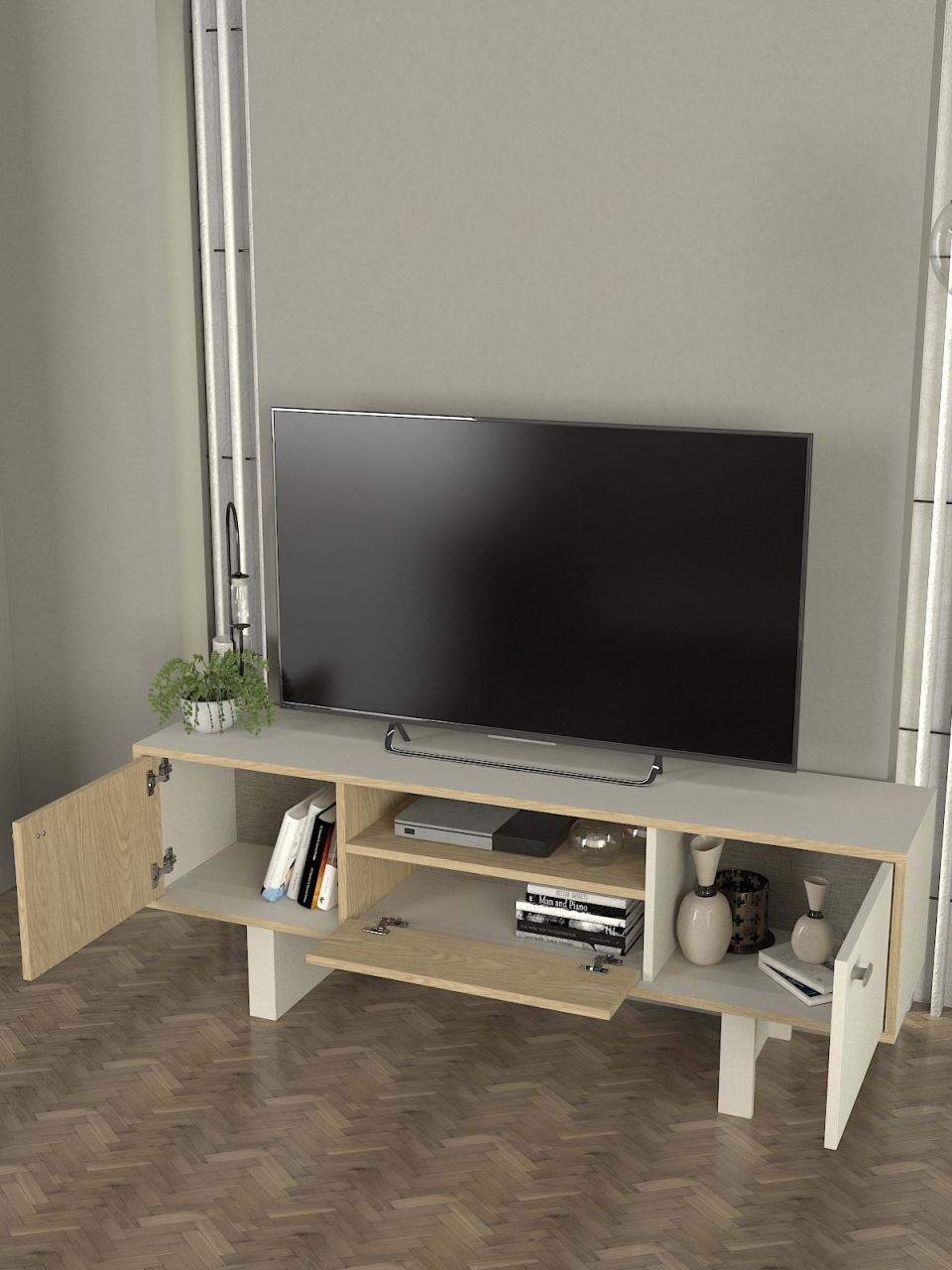 Comoda TV, Pure Style, UnicUtil, Crem - imagine 3