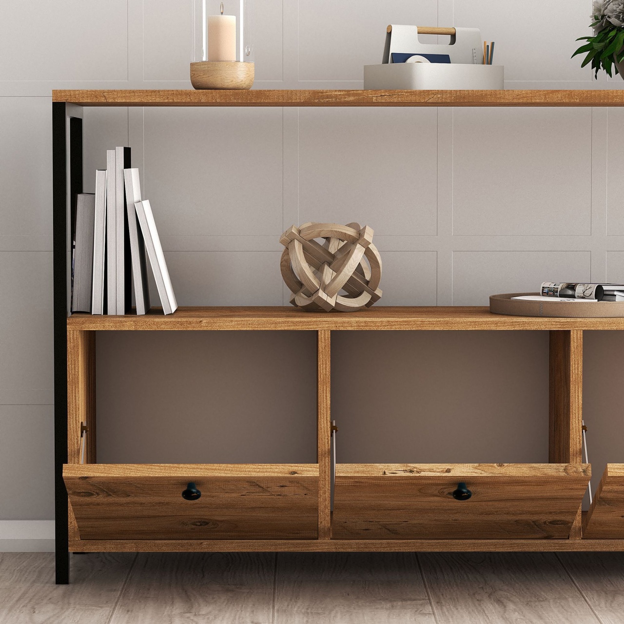 Consolă, Nero V2, UnicUtil, Pin Atlantic-Negru, Lățime: 120 cm, Înălțime: 75 cm, Adâncime: 30 cm - view 4
