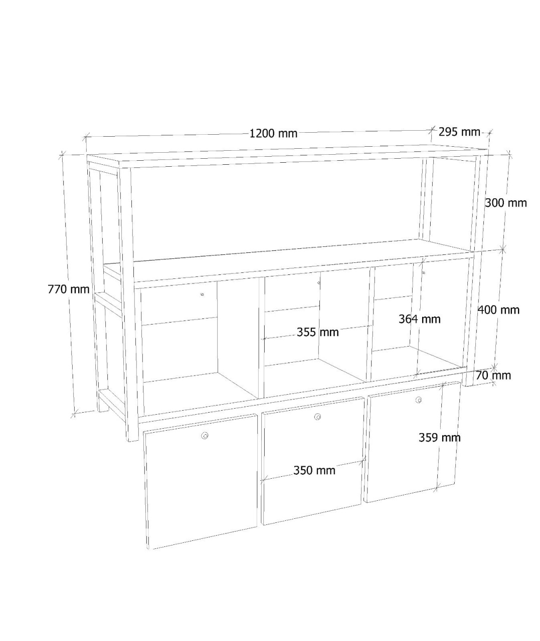 Consolă, Nero V2, UnicUtil, Pin Atlantic-Negru, Lățime: 120 cm, Înălțime: 75 cm, Adâncime: 30 cm - view 11