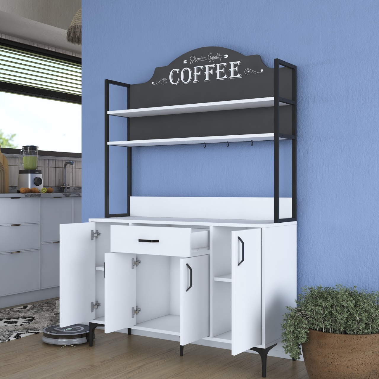 Dulap multifuncțional, Je130 2987, UnicUtil, Alb,Lățime: 120 cm, Înălțime: 183,6 cm, Adâncime: 40 cm - view 4