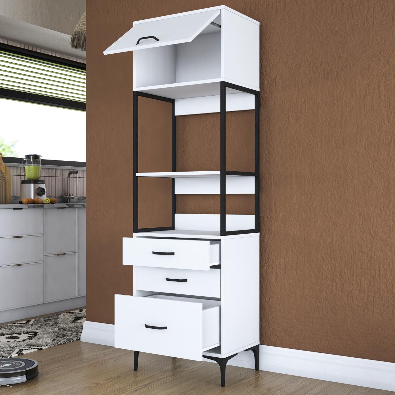 Dulap multifuncțional, Je135 3101, UnicUtil, Alb, Lățime: 60 cm, Înălțime: 198,6 cm, Adâncime: 40 cm - view 7