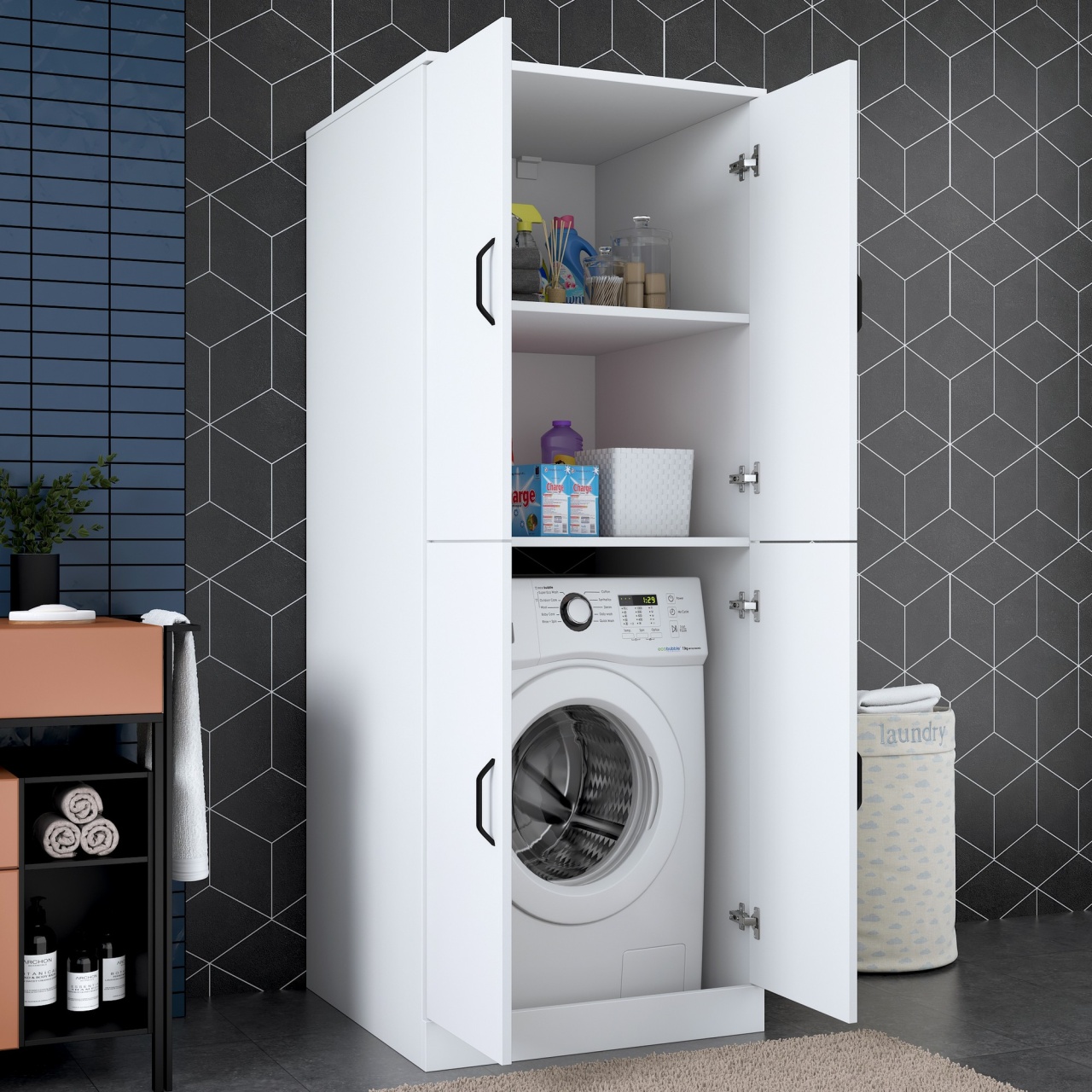 Dulap pentru mașina de spălat, Kd109 3198, UnicUtil, Alb, Lățime: 70 cm, Înălțime: 181,8, cm Adâncime: 72,5 cm - view 10