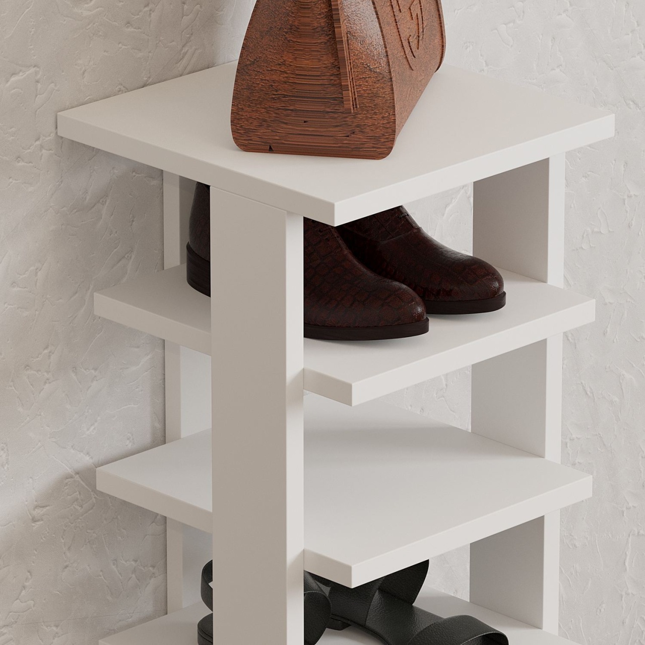 Dulap pentru pantofi, Ayka White, UnicUtil, Alb, Lățime: 29,6 cm, Înălțime: 110 cm, Adâncime: 29,6 cm - view 3