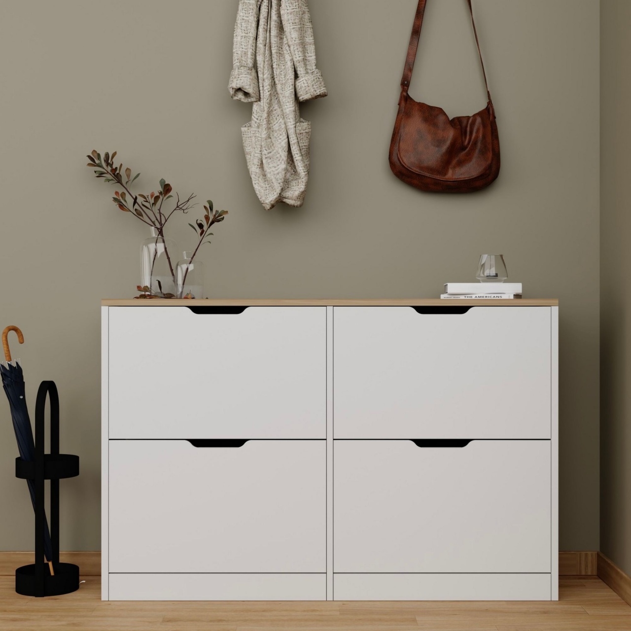 Dulap pentru pantofi, Duru 1600, UnicUtil, Alb mat, Lățime: 120,5 cm, Înălțime: 79,2 cm, Adâncime: 30 cm, 350MWD1205 - view 4