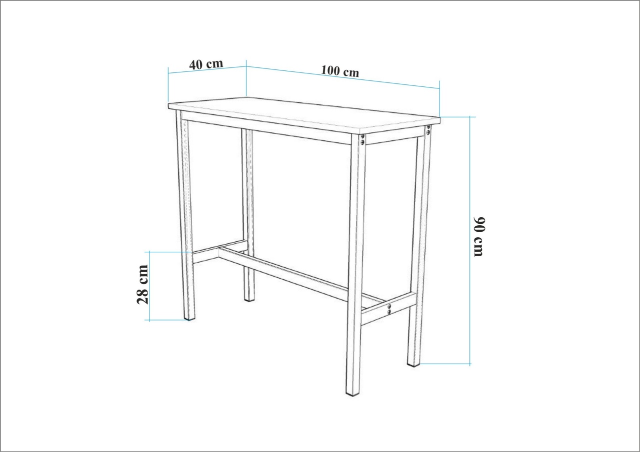 Masă de bar, Mola 100, UnicUtil, Negru, Lățime: 100 cm, Înălțime: 90 cm, Adâncime: 40 cm - view 4