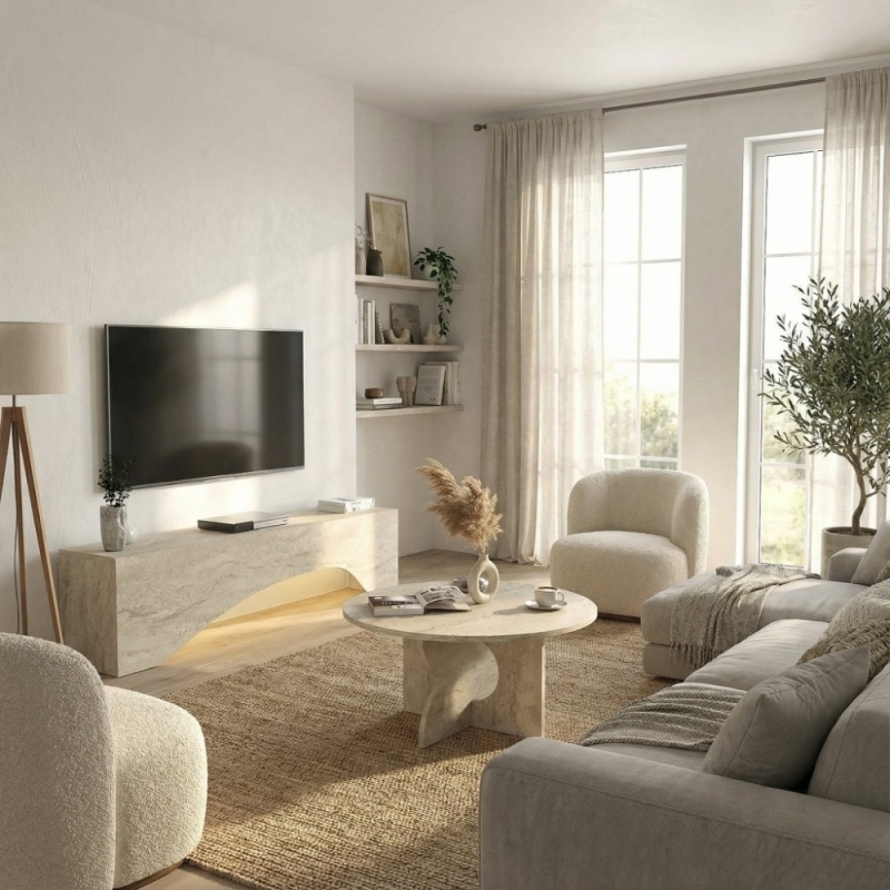 Masă de cafea, Mara Traverten, UnicUtil, Travertin - imagine 2