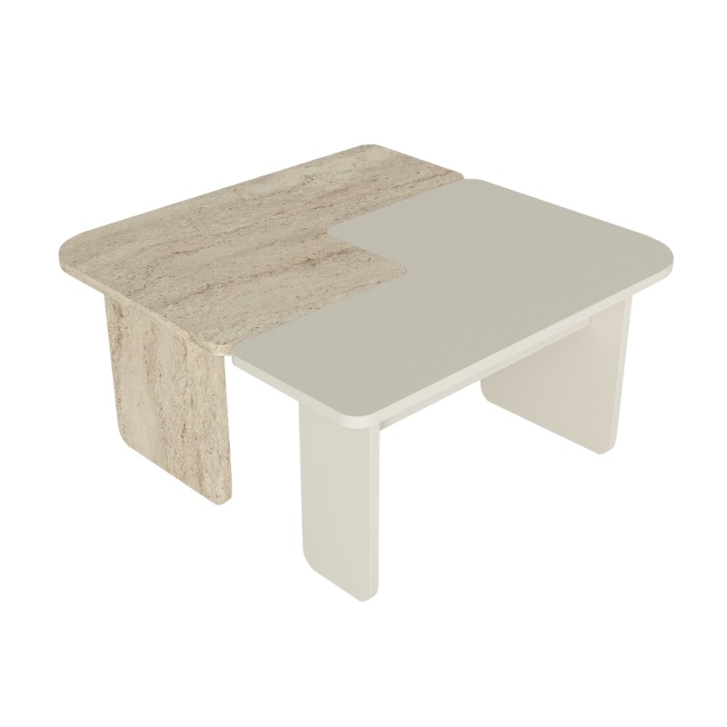 Masă de cafea, Sevilla Sandstone Traverten, UnicUtil, Bej-Travertin - imagine 6