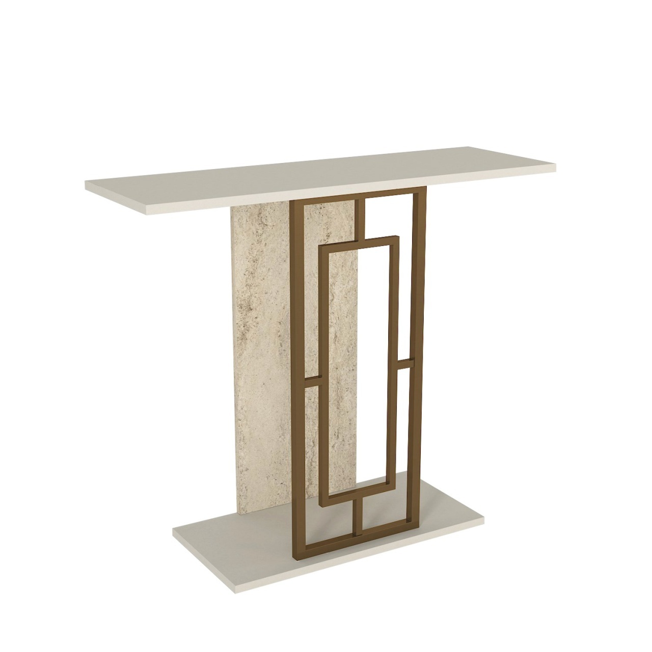 Masă decorativă Alderas din pal melaminat finisaj travertin – design elegant pentru spații moderne, 90 x 29.6 x 76.8 cm - imagine 6