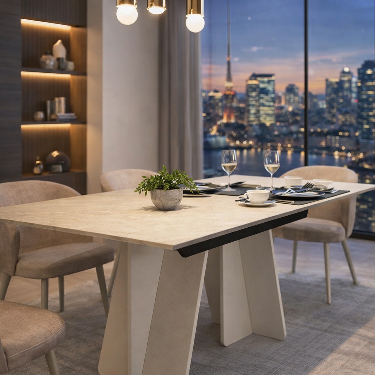 Masa dining, Premium Style, UnicUtil, Crem-Negru - imagine 3