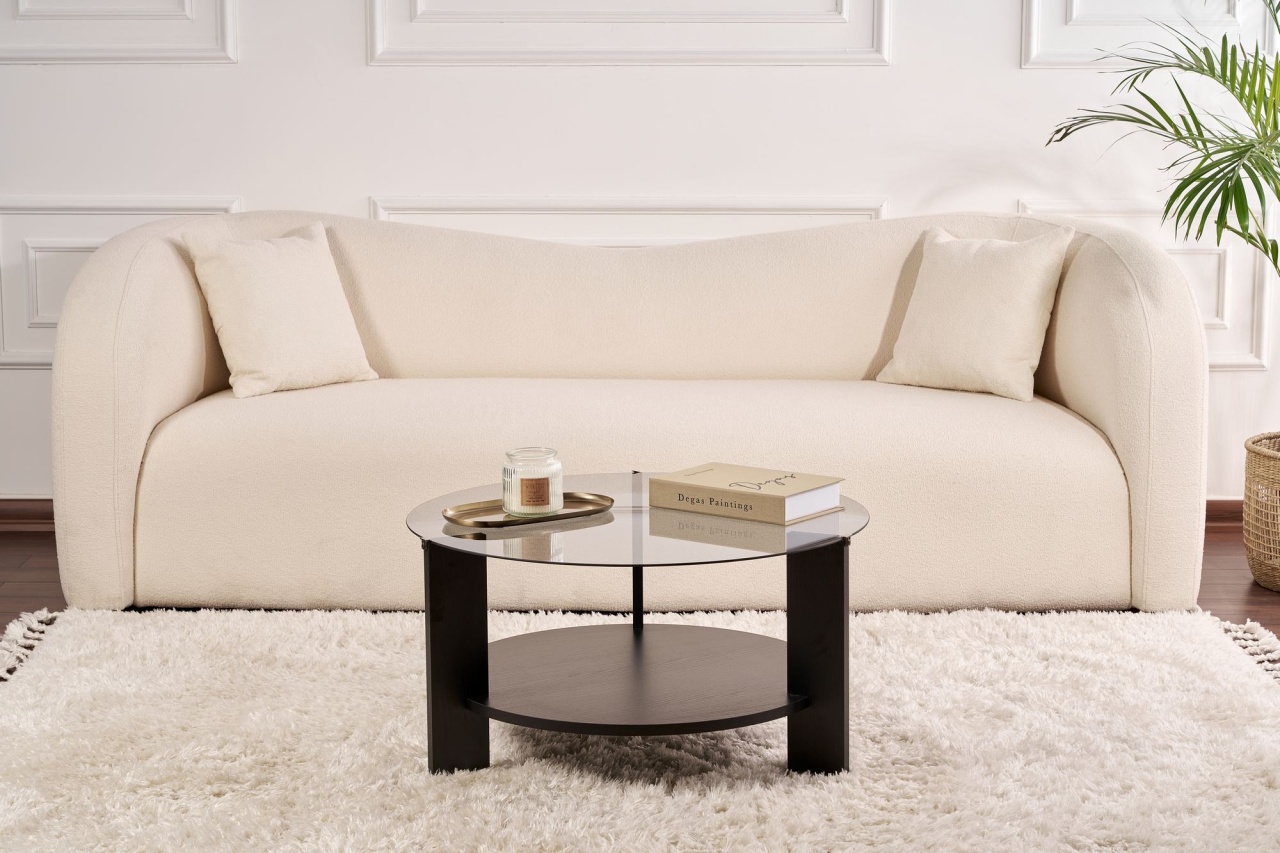 Măsuţă de cafea, Clara Wood, UnicUtil, Negru de lemn-Fum, Lățime: 75 cm, Înălțime: 40 cm, Adâncime: 75 cm - imagine 5
