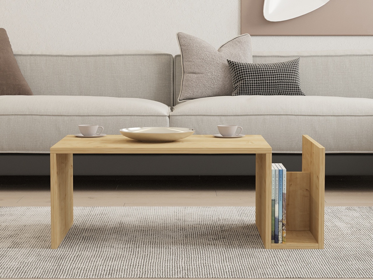 Măsuţă de cafea, Memo Sapphire, UnicUtil, Stejar Safir, Lățime: 86,8 cm, Înălțime: 32,4 cm, Adâncime: 50 cm - view 2