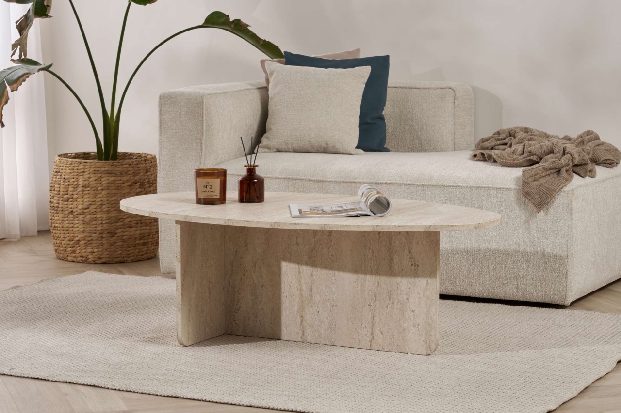 Măsuţă de cafea, Orba Travertine, UnicUtil, Travertin, Lățime: 120 cm, Înălțime: 40 cm, Adâncime: 65 cm - view 2