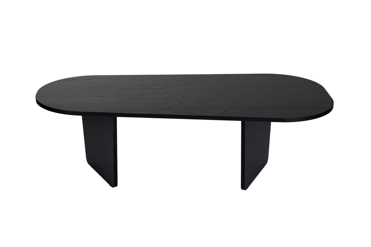 Măsuţă de cafea, Ovalis Wood, UnicUtil, Negru din lemn, Lățime: 130 cm, Înălțime: 40 cm, Adâncime: 65 cm - view 7