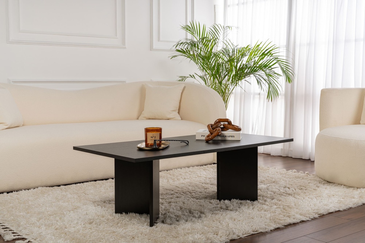 Măsuţă de cafea, Sabin Wood, UnicUtil, Negru din lemn, Lățime: 119 cm, Înălțime: 40 cm, Adâncime: 60 cm - view 3