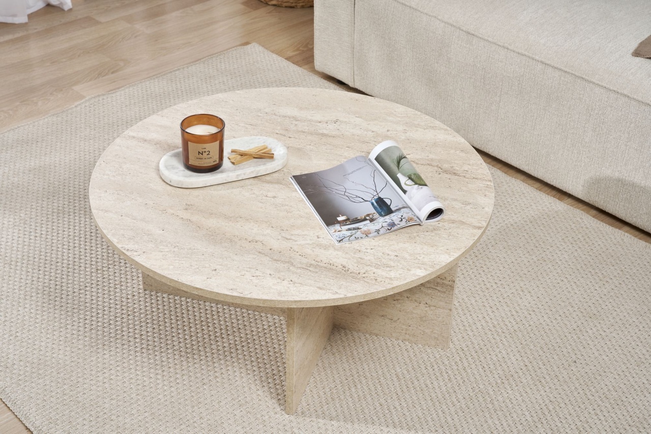 Măsuţă de cafea, Soleil Travertine, UnicUtil, Travertin, Lățime: 90 cm, Înălțime: 40 cm, Adâncime: 90 cm - view 6